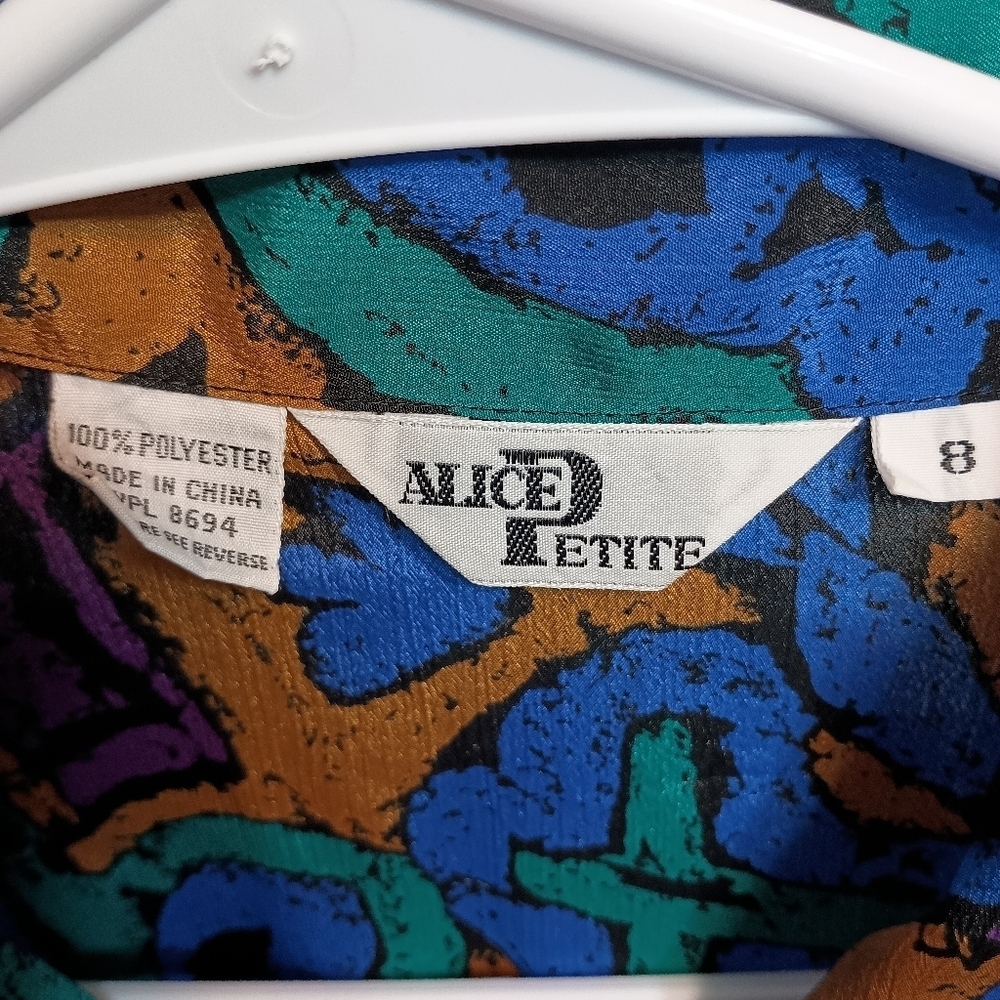Vintage 80s 90s Alice Womens Multicolor Secretary Top sz 8 Secretary Chic Career - Picture 9 of 9